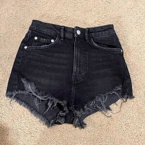 Zara black high rise denim shorts